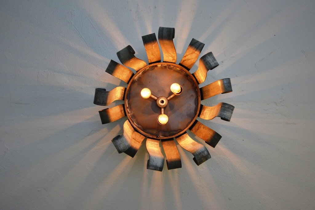 Wine Barrel Ring Ceiling Light - Tulip - Made from retired California wine barrel rings. 100% Recycled!