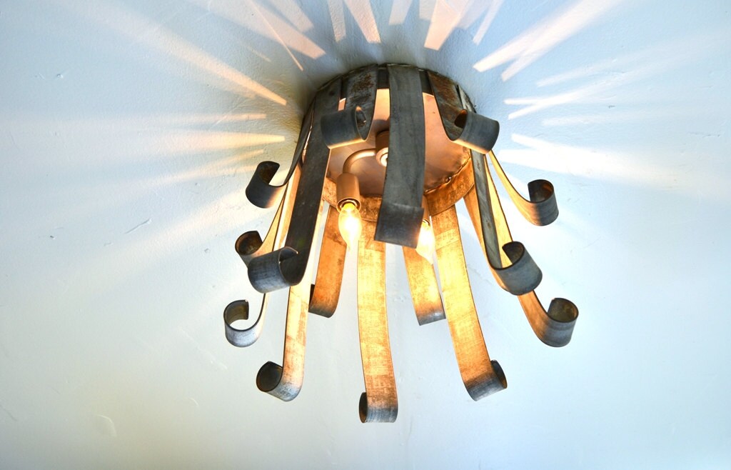 Wine Barrel Ring Ceiling Light - Tulip - Made from retired California wine barrel rings. 100% Recycled!
