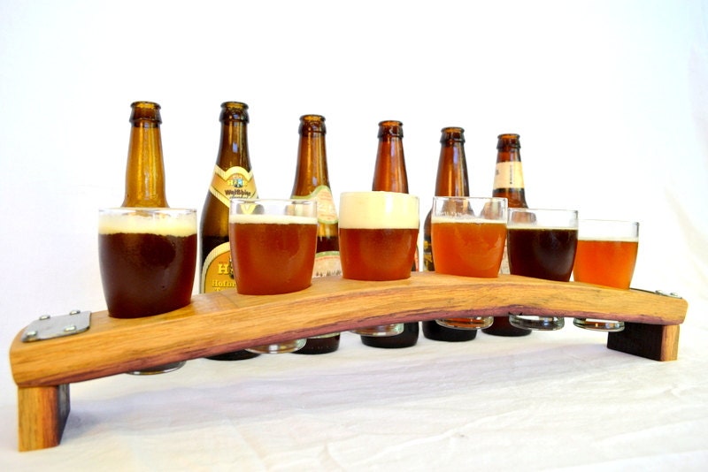 Barrel Stave 6 Glass Beer Flight - Pivo - Made from retired California wine barrels. 100% Recycled!