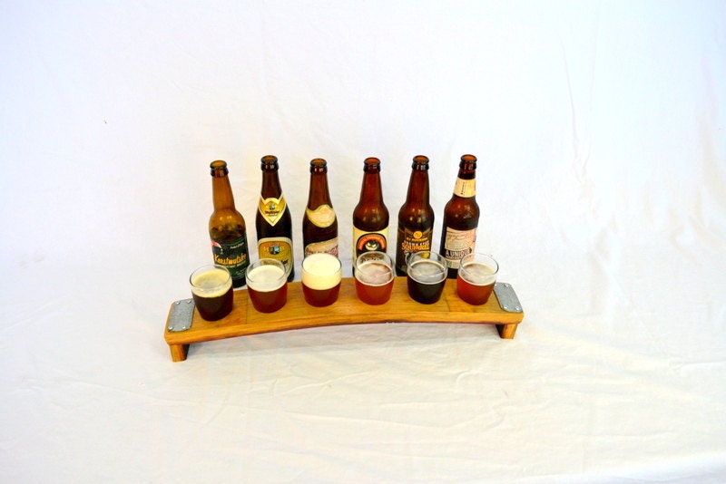 Barrel Stave 6 Glass Beer Flight - Pivo - Made from retired California wine barrels. 100% Recycled!