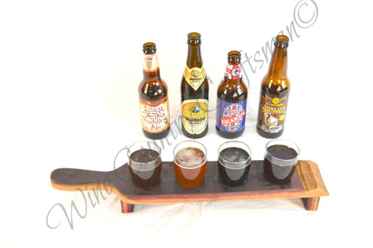 Barrel Stave 4 Glass Beer Flight - Hatala - Made from retired California wine barrels. 100% Recycled!