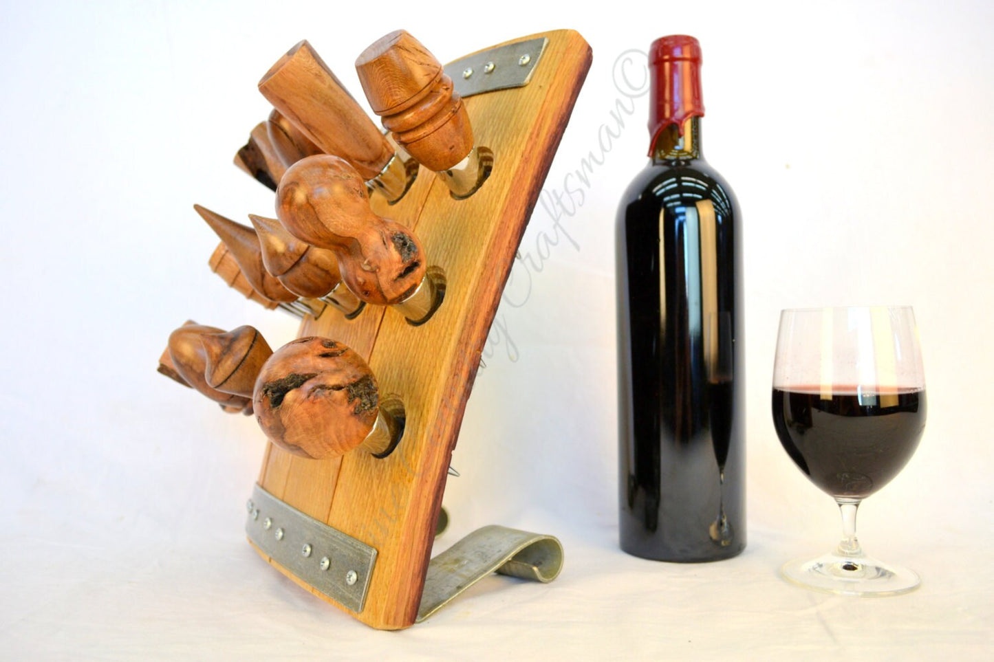 Wine Bottle Stopper Display - Vintner's Dozen 2 - Made from reclaimed California wine barrels. 100% Recycled!
