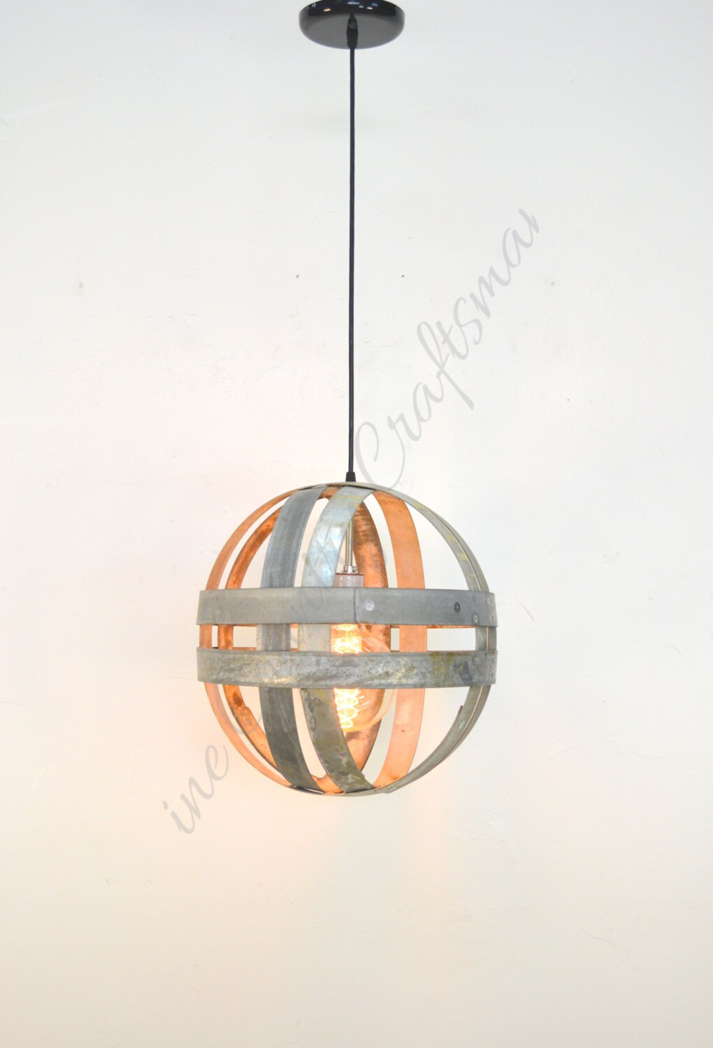 Wine Barrel Chandelier - Maruta - Double Ring Pendant Light made from retired California wine barrels. 100% Recycled!