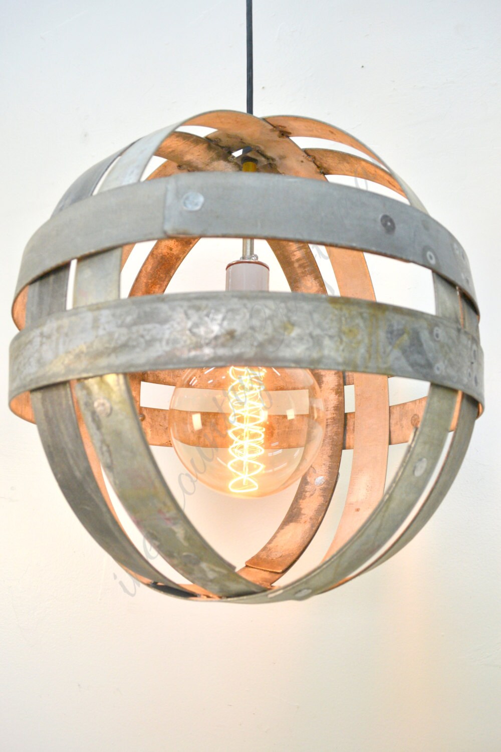 Wine Barrel Chandelier - Maruta - Double Ring Pendant Light made from retired California wine barrels. 100% Recycled!