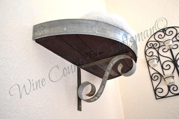 Wine Barrel Wall Cat Bed or Wall Shelf - Strato - made from retired CA wine barrels 100% Recycled!