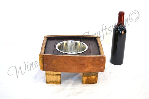 Wine Barrel Stave Food and Water Elevated Bowl Stand - Chile - made from retired Napa wine barrels. 100% Recycled!