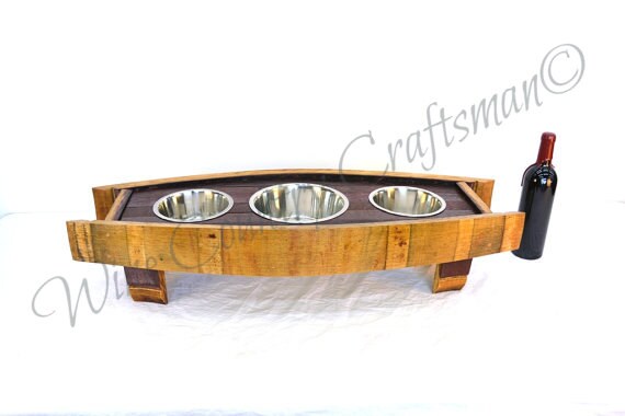 Wine Barrel Elevated Pet Feeder - Tigrinus - Made from retired California wine barrels. 100% Recycled!