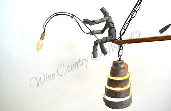 Barrel Ring Wine Bot Chandelier - Seaside - Made from retired California wine barrels. 100% Recycled!