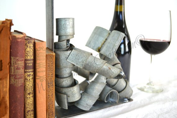Wine Barrel Bookends - Relaxing with a Good Book - Made from retired CA wine barrel rings. 100% Recycled!
