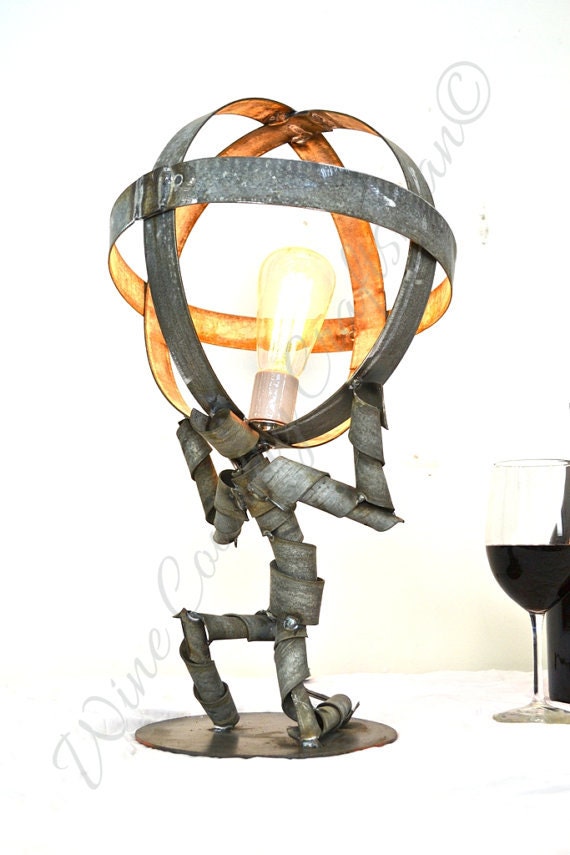 Wine Barrel Ring Desk Lamp - Atlas Shrugged - Made from retired Napa wine barrel rings. 100% Recycled!