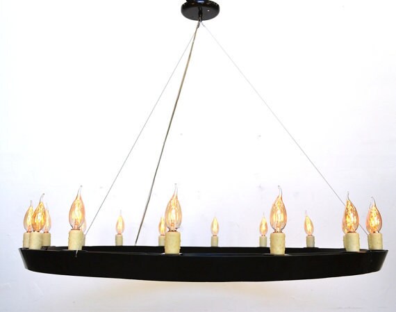 Wine Barrel Ring Chandelier - Striata - made from Retired California wine barrels 100% Recycled!