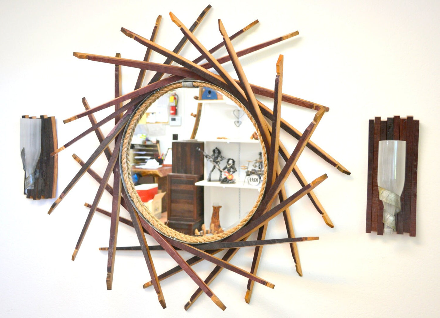 Wine Barrel Mirror - Mollina - made from retired California wine barrels 100% Recycled!