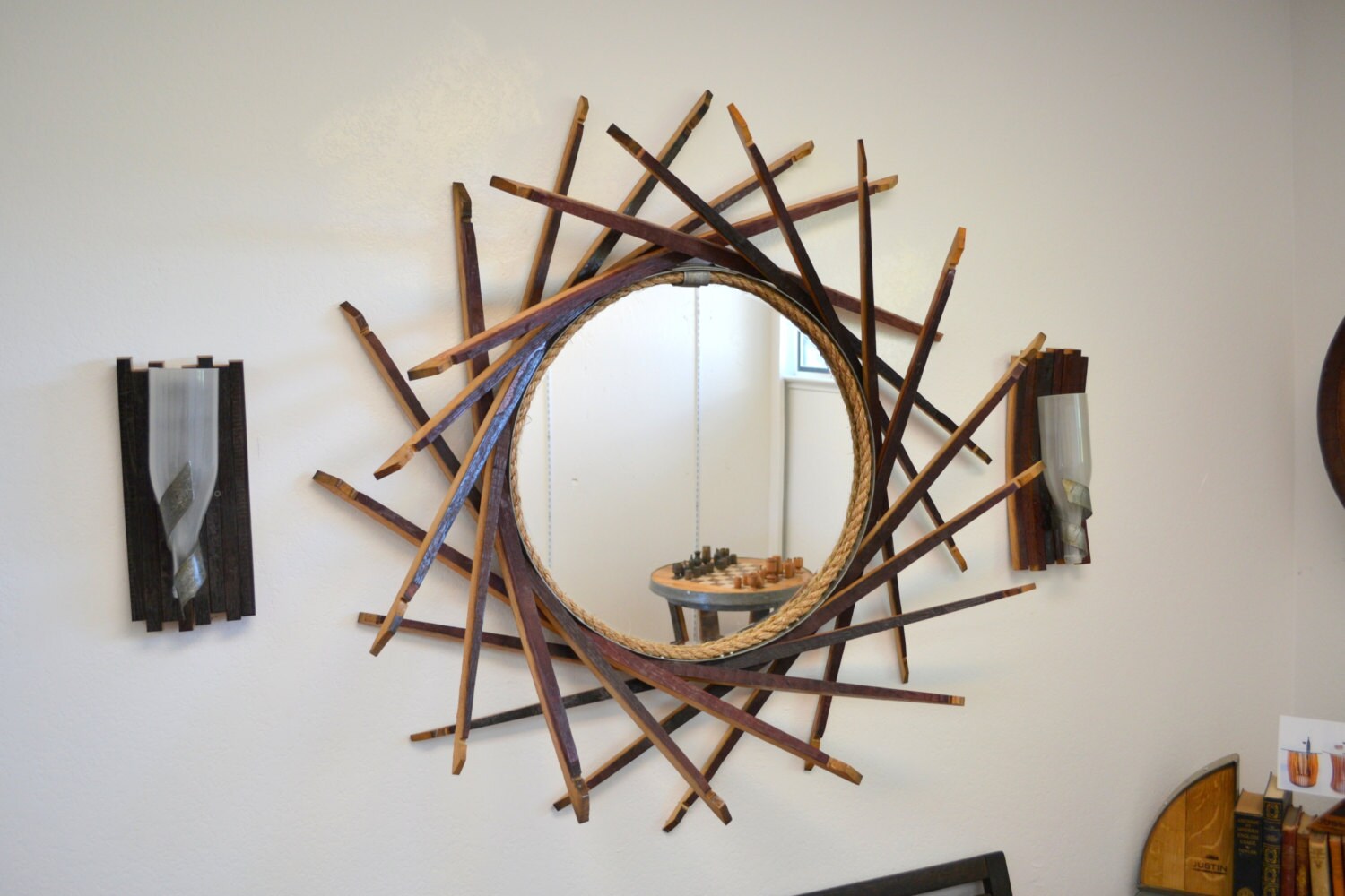 Wine Barrel Mirror - Mollina - made from retired California wine barrels 100% Recycled!