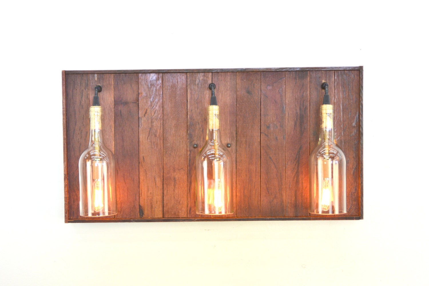 Wine Barrel and Bottle Bath Vanity Light - Baza - Made from reclaimed CA wine barrels with bottles. 100% Recycled!