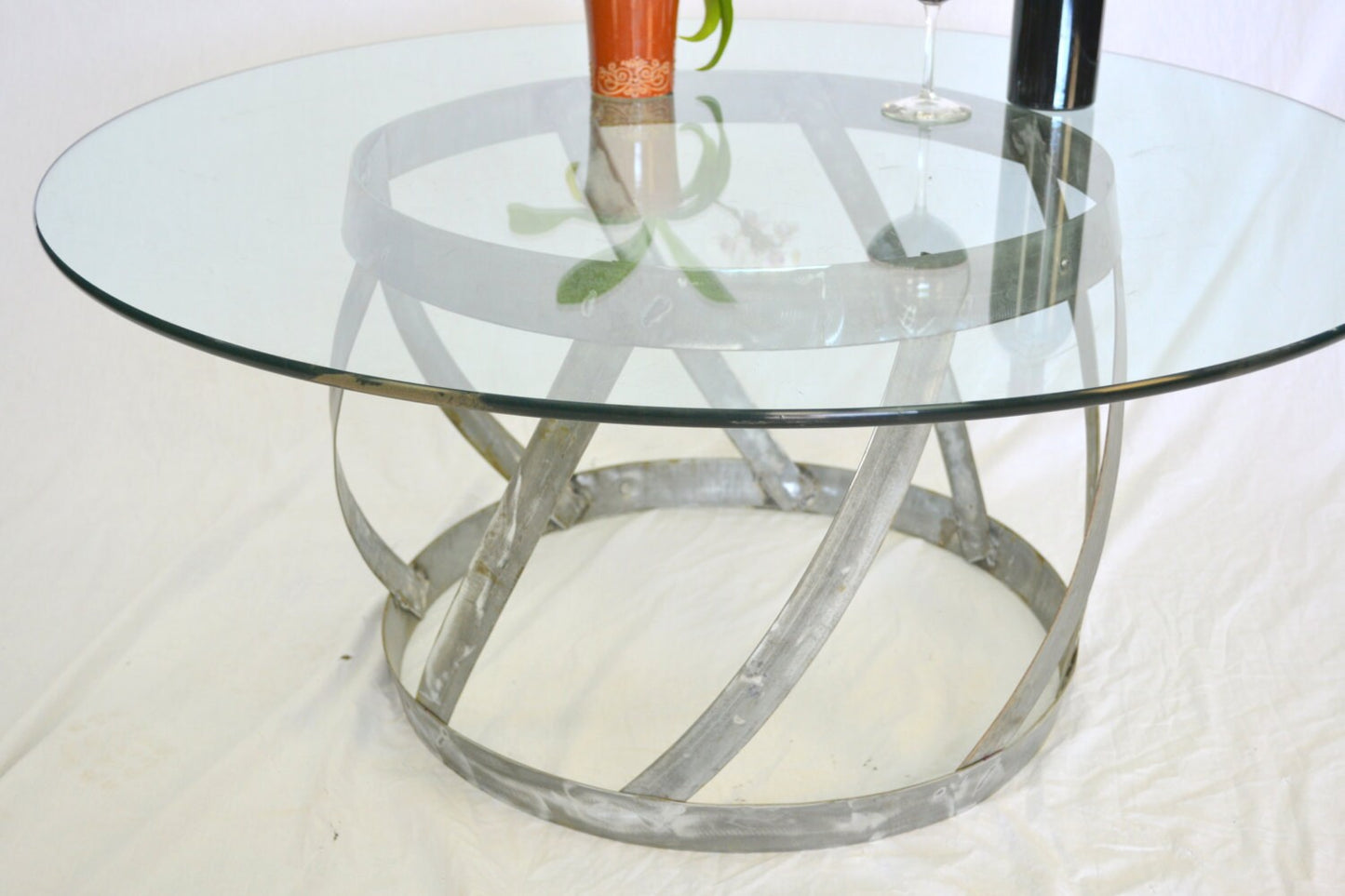 Wine Barrel Coffee Table - Ragalu- Retired California Wine Ring Steel 100% Recycled!