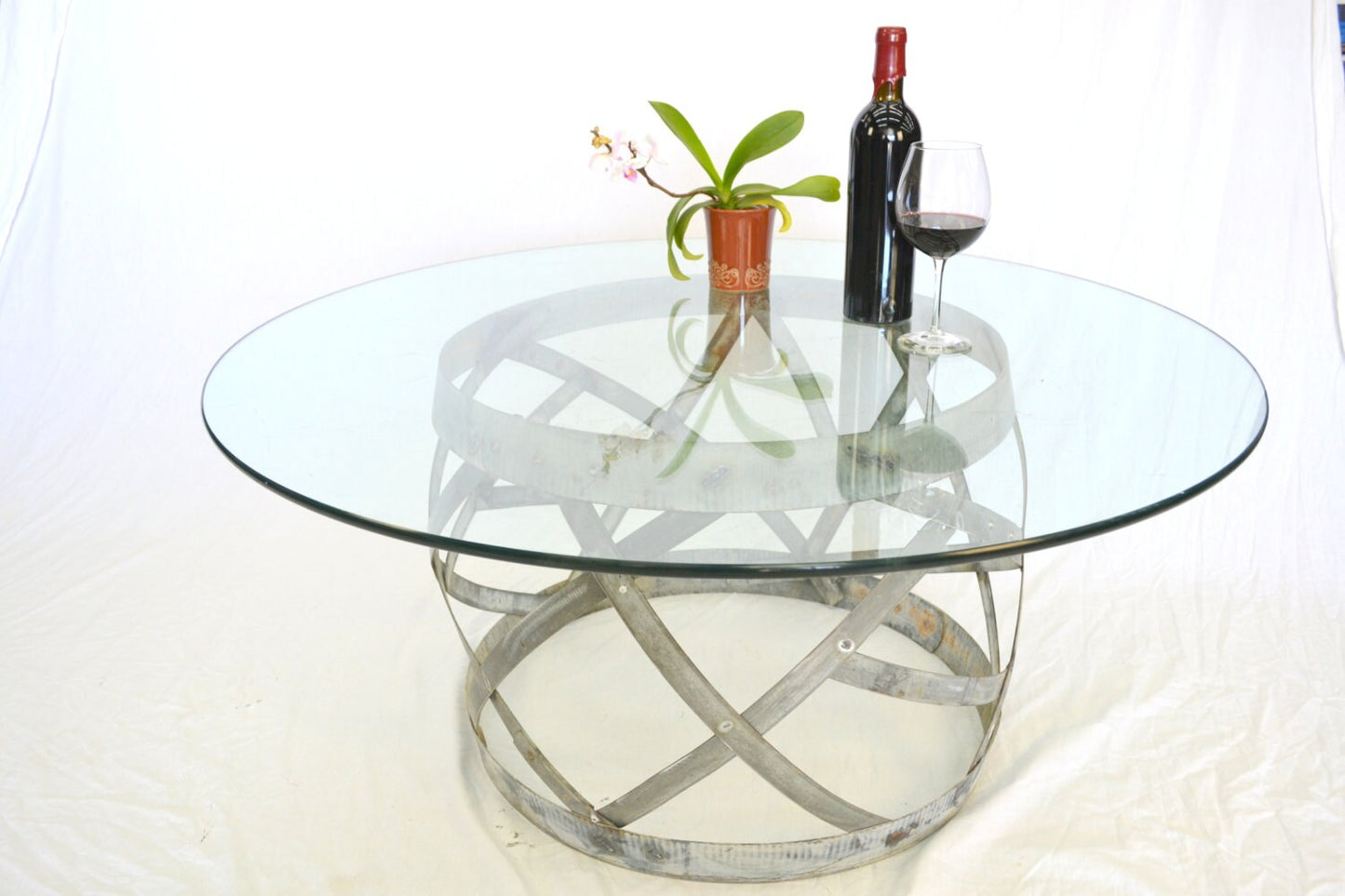 Wine Barrel Ring Coffee Table - Tanovi - made from retired Napa wine barrel rings. 100% Recycled!