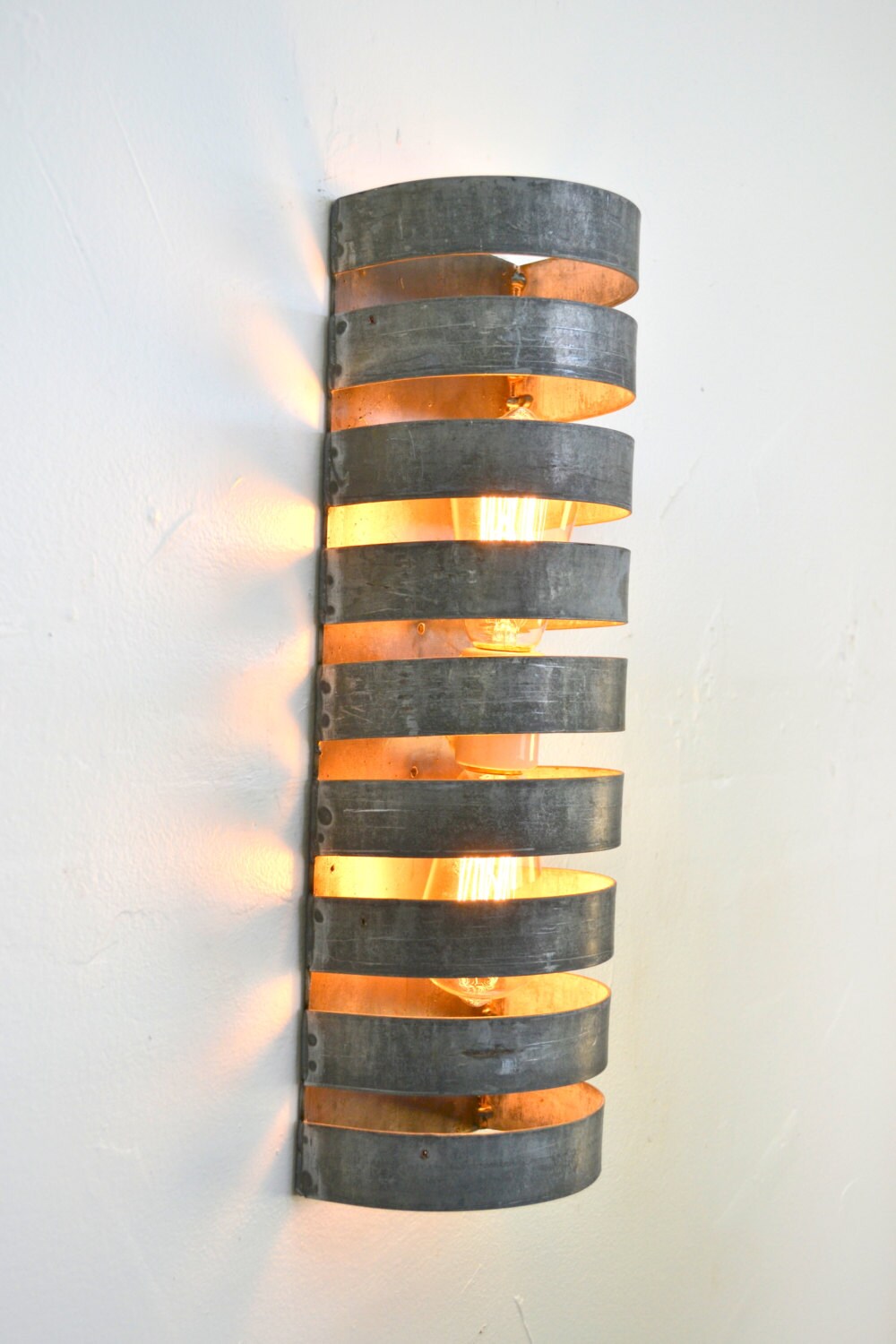 Wine Barrel Wall Sconce - Kundali - Made from retired California wine barrel rings. 100% Recycled!