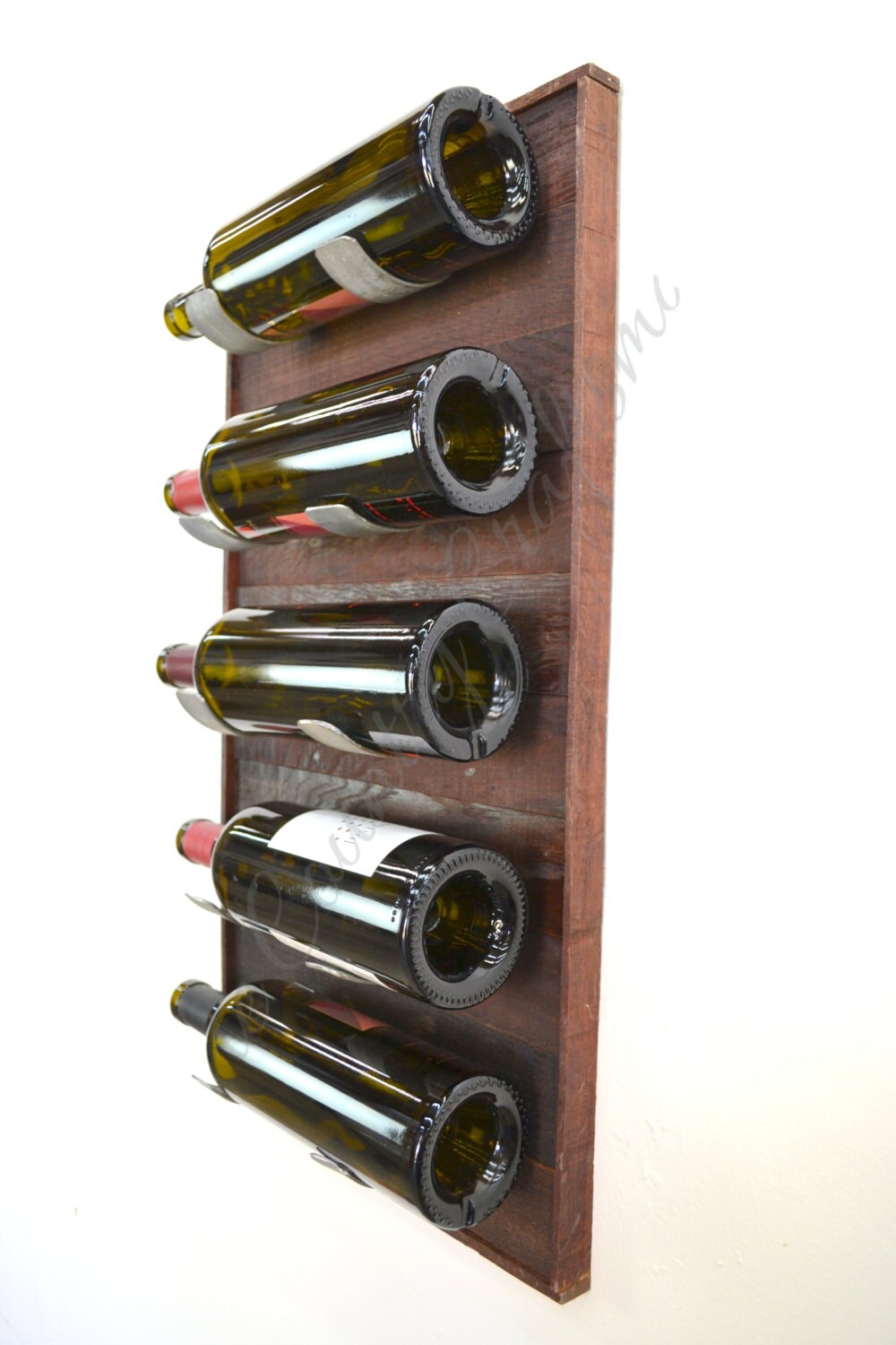 Wall Mounted Wall Wine Rack - Tapachi - Retired Napa wine barrels and rings 100% Recycled!