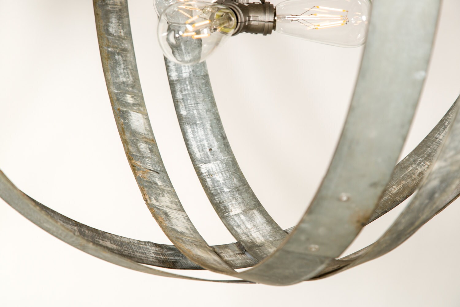Wine Barrel Ring Chandelier - XL Cyclopean - Made from retired California wine barrel rings - 100% Recycled!