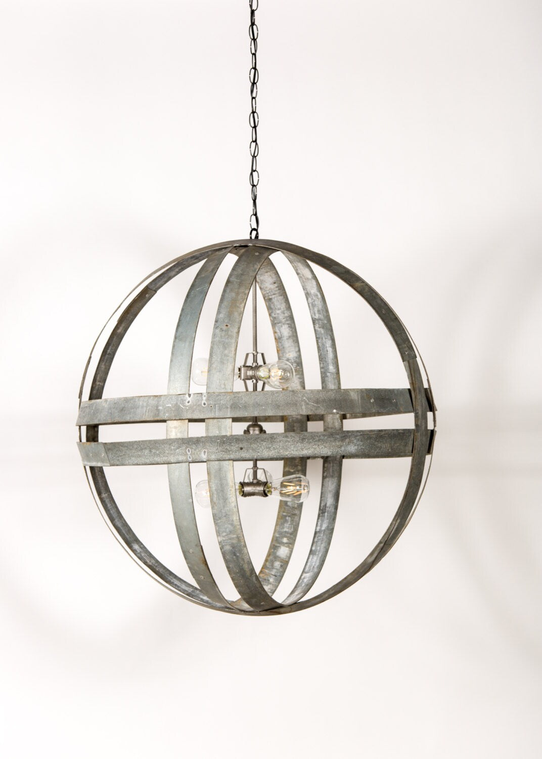 Wine Barrel Ring Chandelier - XL Cyclopean - Made from retired California wine barrel rings - 100% Recycled!