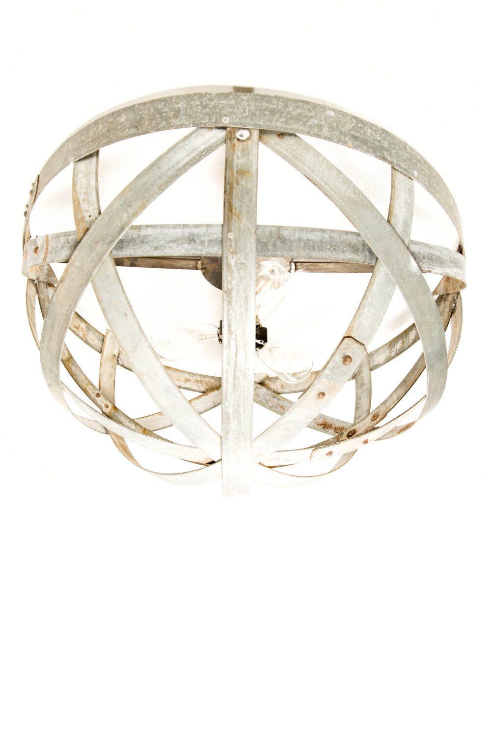 Wine Barrel Ring Flush Mount Ceiling Light - Orbis - Made from retired CA wine barrel rings. 100% Recycled!