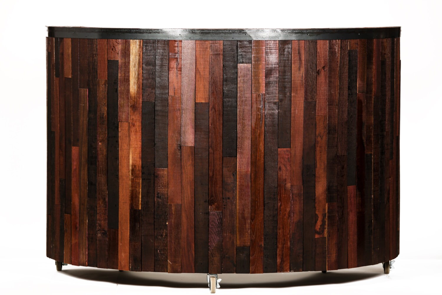 Wine Barrel Curved Bar Hostess Stand - Recurve - Made from retired California wine barrels. 100% Recycled!
