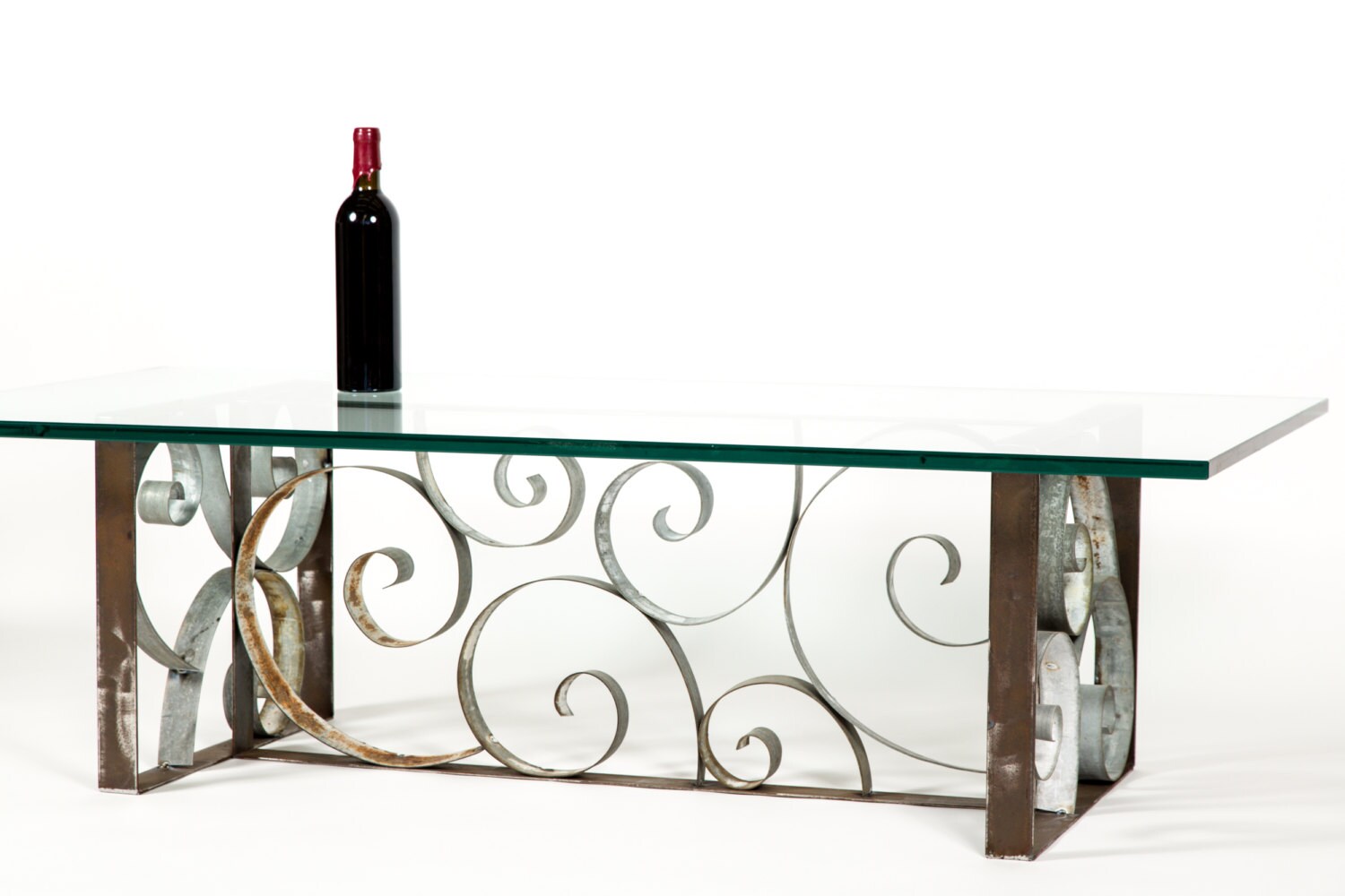 Wine Barrel Ring Coffee Table - Raiment V3 - made from retired wine barrel rings 100% Recycled!