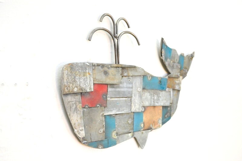 Barrel Ring Mosaic Wall Art - Whale of a Tale - Made from retired California wine barrel rings. 100% Recycled!