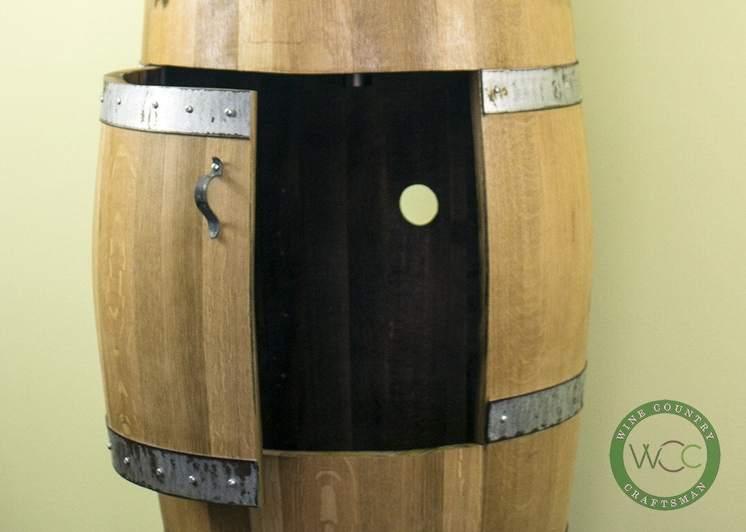 Narrow Wine Barrel Vanity with Hammered Copper Sink and Faucet - Mundis - made with retired Napa wine barrel 100% Recycled!