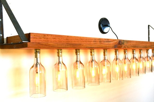 RUSTIC Collection - Luceat - Reclaimed Barn Wood and Wine Bottle Vanity Light 