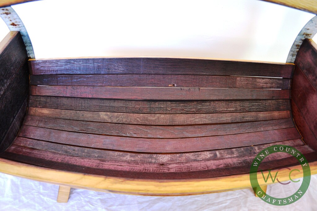 Wine Barrel Magazine or Harvest Basket - Hickory - Made from retired California wine barrels. 100% Recycled!
