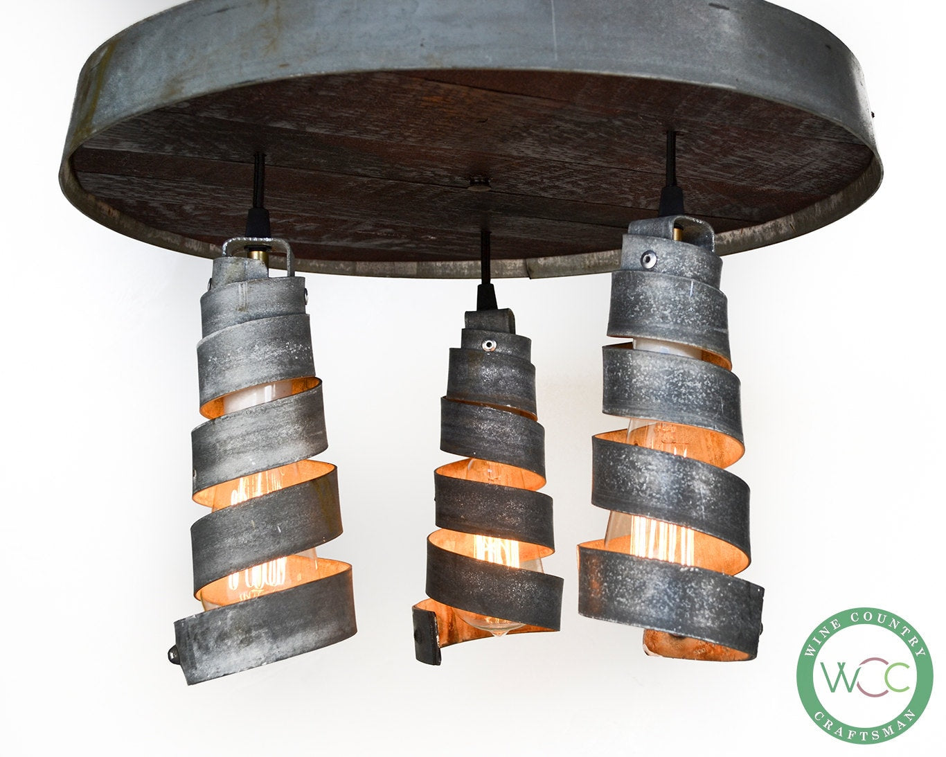 Wine Barrel Head Ceiling Light - Tripoli - Made from retired California wine barrels. 100% Recycled!