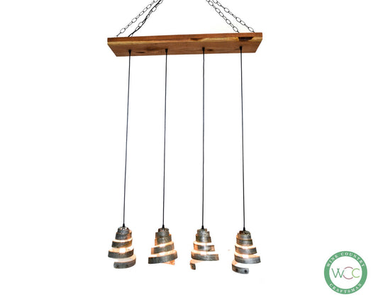 RUSTIC Collection - Opata - Reclaimed Barn Wood and Wine Barrel Ring Adjustable Chandelier 