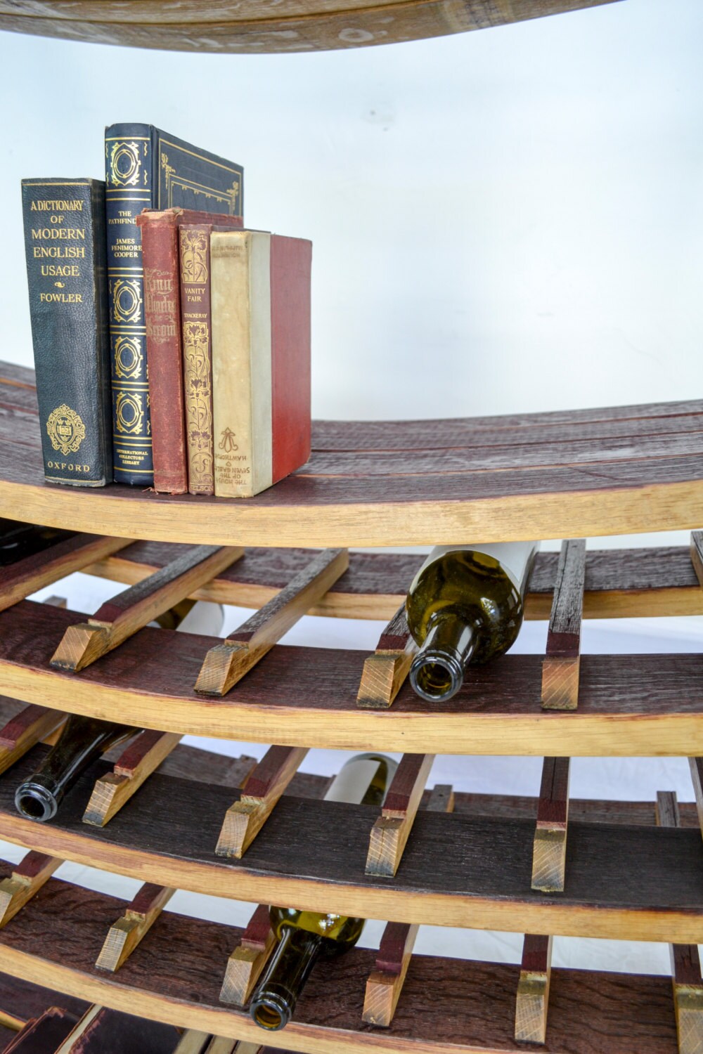 Wine Bottle and Glass Rack - Rhone - Made from retired California wine barrels. 100% Recycled!