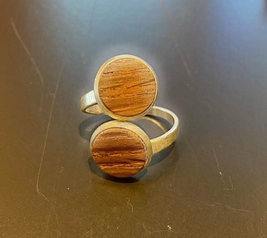 Wine Barrel & Silver Ring - Infinity - Double Inlaid California Barrel Wood Ring